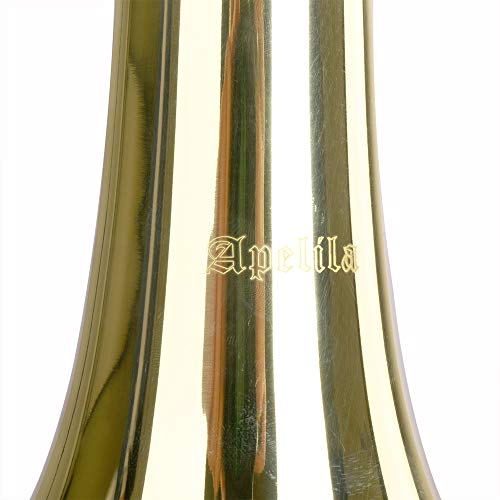 Apelila Gold Bb Tenor Trombone, Tuner, with Hard Case Mouthpiece Cleaning Kit & Care Kit Standard Student Beginner Brass Trombone