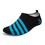 Cevinee™ (Update Version) Slip-on Water Shoes, Anti-slip Aqua Socks, Breathable Beach Swim Surf Yoga Outdoor Soft Shoes - Blue Stripe XL