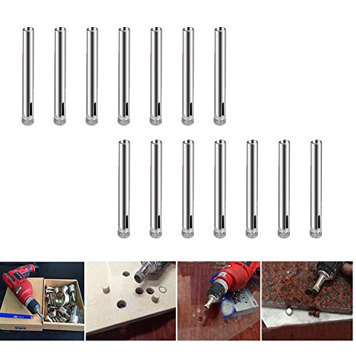 50Pcs Diamond Coated Drill Bit Set, 6 mm Diamond Tipped Tile Marble Glass Hole Saw for Tile, Glass, Kitchen Ceramics, Porcelain, Cermic Tile, Marble