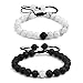 Exweup 2Pcs 8mm Bead Couples Bracelets for Women Men Yoga Lava Stone Long Distance Relationship Couple Bracelet