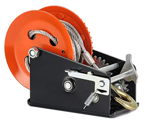 VERDA Seilwinde Handseilwinde Bootswinde Winde Stahlseil Gurtwinde Textilband (3000lbs mit Stahlseil) – Bild 5