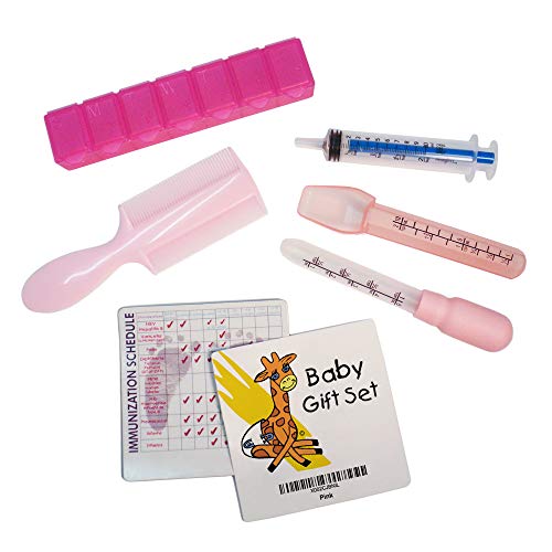 Complete Deluxe Baby Healthcare + Grooming Kit | 3X Liquid Medicine Dispensers, Hair Comb | Pill Box-Vaccination Check Sheet | Unisex, for Infant Boys + Girls | Perfect Registry-Shower Gift (Pink) - Thumbnail 7