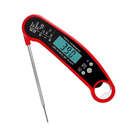 Digital Instant Read Meat Thermometer Waterproof Food Cooking BBQ Thermometer with Long Probe Backlight Bottle Opener for Food Liquid Baking Candy Milk Tea BBQ Grill Smokers