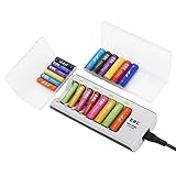 EBL 8 Bay AA AAA Battery Charger with 10 Pack 2500mAh AA and 10 Pack 1000mAh AAA Tropical Color Ni-MH Rechargeable Batteries