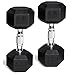 CAP Barbell Set of 2 Hex Rubber Dumbbell with Metal Handles, Pair of 2 Heavy Dumbbells Choose Weight (5lb, 8lb, 10lb, 15lb, 20 Lb, 25lb, 30lb, 35lb, 40lb, 50lb)
