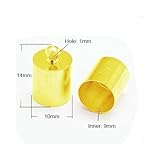 Pack Of 10 x Golden Plated Brass 10mm Kumihimo Barrel End Caps - (HA03260) - Charming Beads