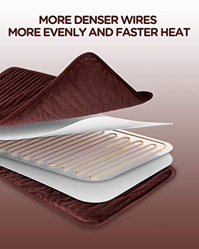 Upgraded Heating Pad for Pain Relief, Comfytemp Large Electric Heat Pad with 9 Heat Setting, Stay on, 5 Auto-Off Timers, Super Soft Flannel for Cramps, Back, Neck and Shoulder, 12 x 24 Inch - Washable