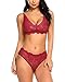 wearella Women's Lace Lingerie Bra and Panty Set Strappy Babydoll Bodysuit Red