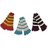 RSG Hosiery Funky Striped Toe Socks Kids/Children 3-Pack (Purple/Blue/Hot Pink)