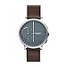 Skagen Connected Men's Hagen Stainless Steel and Leather Hybrid Smartwatch, Color: Silver-Tone, Dark Brown (Model: SKT1110)