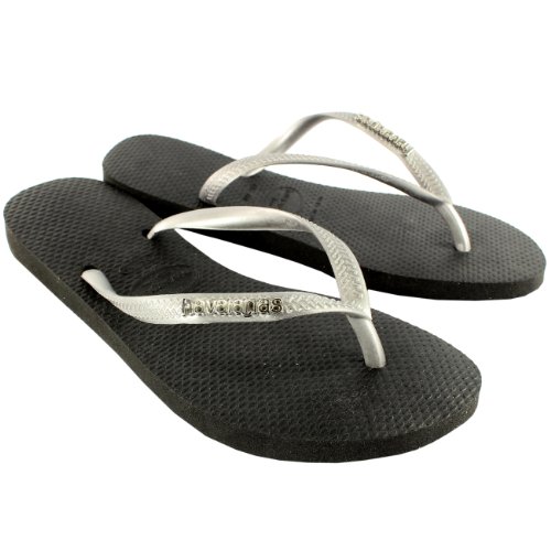black havaianas with silver logo