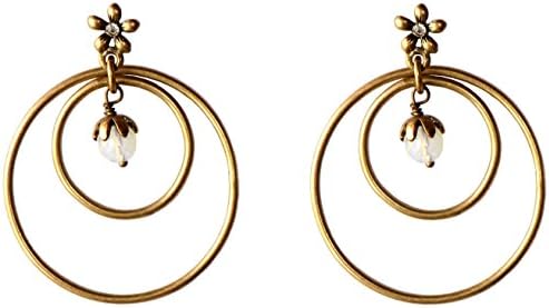 nulla eccessories Double Hoop Boho Earrings with Funky Flower Ear Post, Hypo-Allergenic