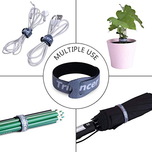 50 Pack Reusable Cable Straps – Black Hook & Loop Wire Ties, 6 Inch, Cord Organizer