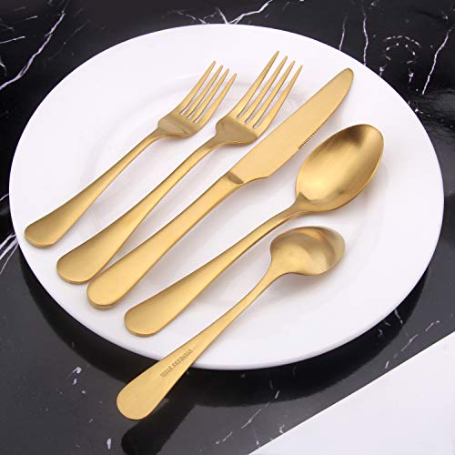 Vanys Matte Gold Silverware Set, 20Piece Stainless Steel kitchen