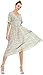 Wantdo Women's Casual Floral Dress V Neck Short Sleeve Slim Fit Long Dresses