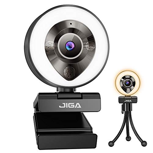 JIGA 1080P Webcam with Microphone, HD Webcam with Light, Streaming Camera for PC,USB Camera, Adjustable Brightness,Fast…