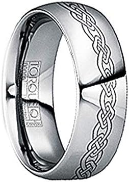 GERMANUS Engraved Celtic Knot Tungsten Wedding Ring - 6mm & 8mm