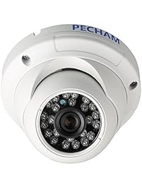 Pecham HD 1200TVL Security Camera, Surveillance CCTV Infrared Dome Camera with Night Vision and 3.6 mm Lens Wide Angle-Gray