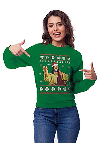 SKYRAINBOW Unisex Ugly Christmas Sweater for Women Long Sleeve Thick Pullover 3D Print Jumpers Crew Neck Xmas Tree Sweatshirt Suitable for Boys Girls Green XXL