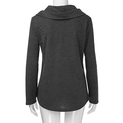 image for GOVOW Kangaroo Pocket Tshirt Women Clearance Sale Long Sleeve Cowl Nec