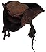 Distressed Brown Carribean Pirate Costume Tri-corn Hat Adult With Dreadlocks