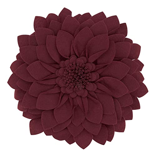 SARO LIFESTYLE Flower Shaped Felt Throw Pillow
