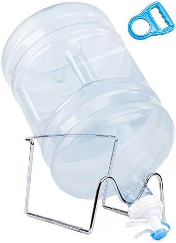 5 Gallon Water Dispenser Stand - Bundle with Reusable Water Jug Dispenser Valve for 55MM Crown Top + Carry Handle - Fit 1 to 5 Gal Jugs - Water Jug NOT INCLUDED
