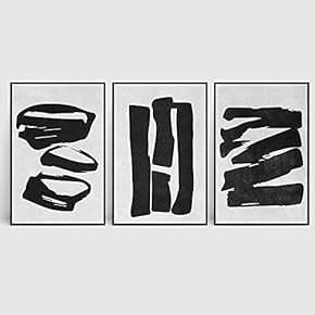 signwin 3 Piece Framed Canvas Wall Art Black...