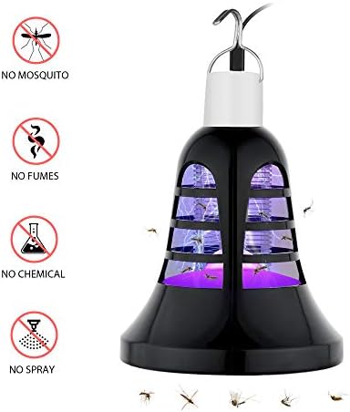 AHEVO Camping Lantern and Bug Zapper - LED Tent Light Mosquito Killer Lamp with 2M USB Cable - Lightweight Camping Gear and Accessories for The Outdoors and Emergencies（Black）