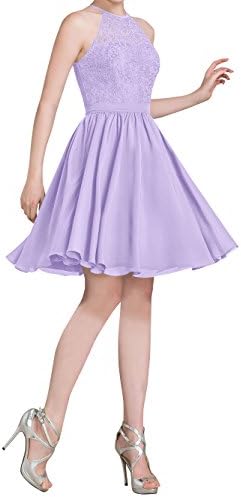 Loffy Women's Halter Short Homecoming Dress Beading Tulle Prom Dress