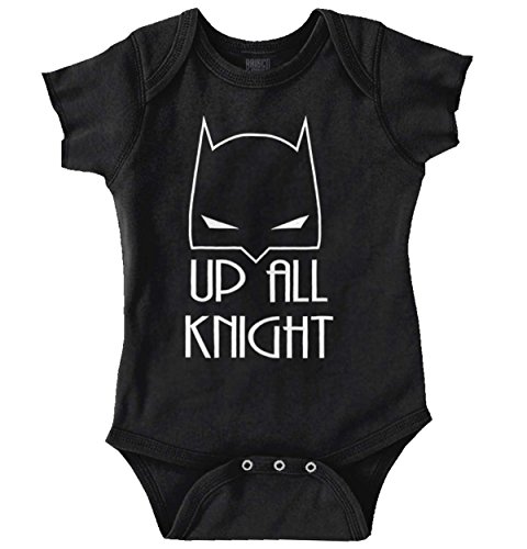 Up All Night Funny Batman Cute Baby Nerd DC Comic Romper Bodysuit
