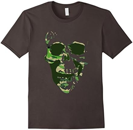 Mens Hunter Camouflage Skull Cool T-Shirt Large Asphalt
