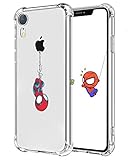 Logee TPU Spider Funny Cute Cartoon Clear Case for iPhone XR 6.1”,Fun Kawaii Animal Soft Protective Shockproof Cover,Ultra-Thin Chic Unique Creative Character Cases for Kids Teens Girls Boys(iPhoneXR)