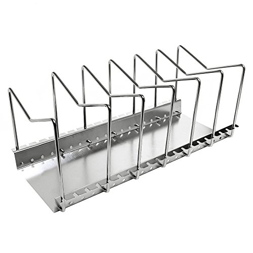 KES Stainless Steel Dish Rack Kitchen Pot Pan Lid Cutting Board
Adjustable Organizer Holder with Drain Tray for Cabinet and Pantry
Storage Organization, 6 Compartments, KLR201