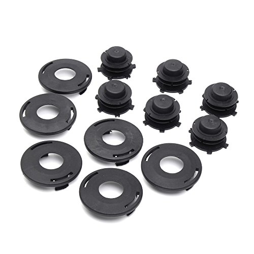CoCocina 6pcs Spools+6pcs Cap Combo Lawnmower Head Cover For Stihl 25-2 FS 90 100 110 120 130 55 80 83 85