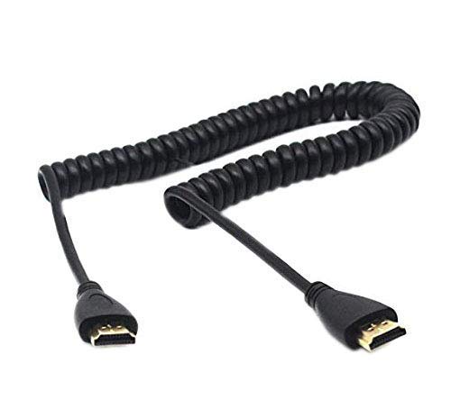 Haokiang 2 Meter Coiled 1.4 Version HDMI Male to Male Cable, Supports 1080P, Compatible with HDTV, Plasma TV, Projector, DVD and More
