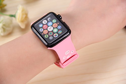 Pantheon Apple Watch Silicone Replacement Band, Sport Edition by, Strap fits the 38mm or 42mm Apple Watch 1, 2, 3 and Nike edition - Square Hole (42MM)