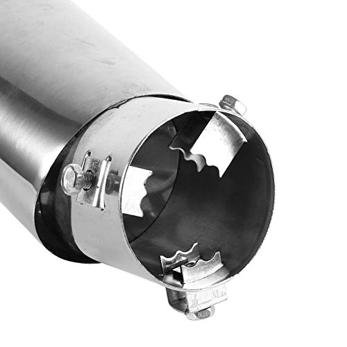 Cuque 1 Pcs Exhaust Muffler Tail Pipe Universal Rear Curved Round Chrome Stainless Steel Auto Tailpipe Pipe Tip for Diameter 38mm - 53mm Pipe Diameter 6.2cm / 2.4-Inch Total Length 13.8cm / 5.4-Inch