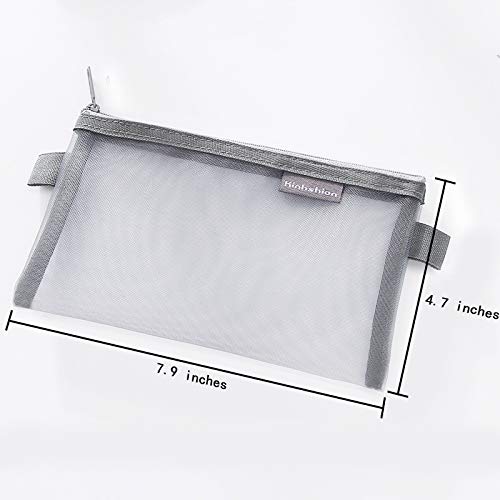 Kinhshion Clear Pencil Case,Mesh Zipper Pouch, Cosmetic Case Makeup bag Office Supplies and Travel Accessories,5 PCS 5 Colour. (605)
