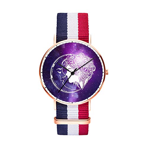 Unique Wrist Watch, Boy and Girl Personalized Oxford Creative Multicolor Watch Strap Modern Watch,Unisex Minimalist Stainless Steel Ultra Thin Stripe Fashion Watches for Men 40mm