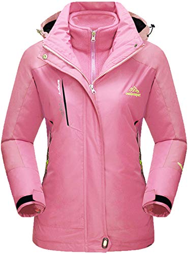 TACVASEN Damen 3 in 1 Skijacke Funktionsjacke Outdoor Warm Winter Übergangsjacke mit Fleecejacke