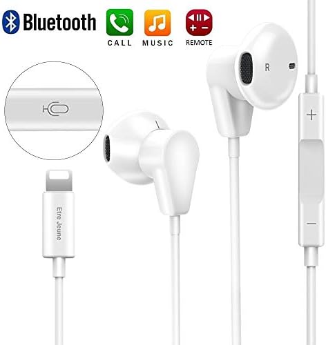 Etre Jeune Earbuds Headphones Bluetooth, Earphone Stereo Sound + Built-In Microphone + Volume Control Compatible IP XS, XR, X, 7, Plus, Iphone 8, Plus