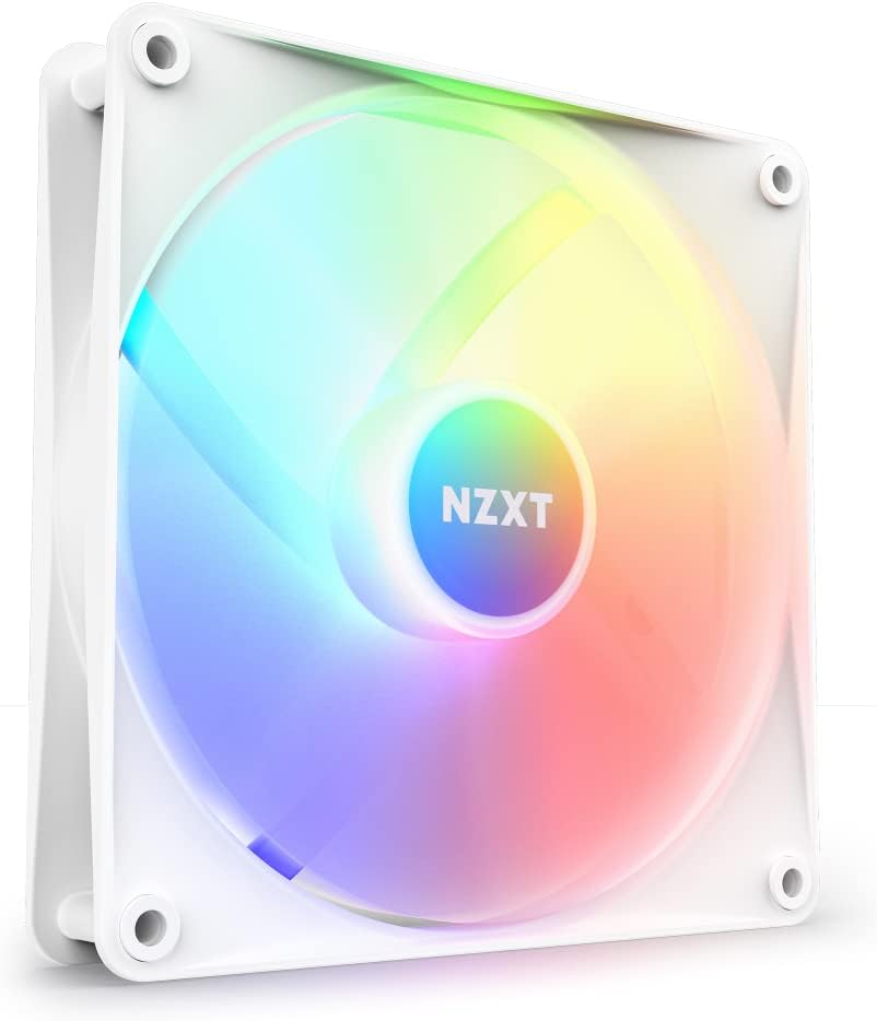 NZXT F140 RGB Core 140mm Hub-Wired RGB Fan 8 LEDs PWM CAM White