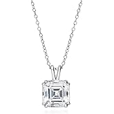 BERRICLE Sterling Silver CZ Solitaire Pendant Necklace for Women, Gold Flashed, Cubic Zirconia - Asscher, Emerald, Heart Shaped, Princess, Round Cut