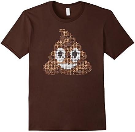 Men's The Official "Smiling Pile of Poo Emoji" Mosaic T-shirt Medium Brown