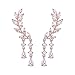 Chichinside CZ Crystal Leaves Ear Cuffs Climber Earrings Sweep up Ear Wrap Pins 1 Pair (rose gold-plated-base)