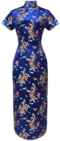 Laciteinterdite Dragon Chinese Qipao Dress Long Evening V-Neck du 38 au 50