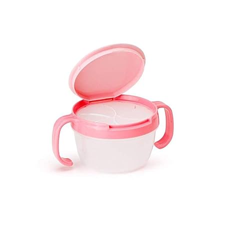 RKPM First TryChild, Babies, Kids 360 Rotate Spill-Proof Snack Catchers Bowl Baby Lunch-Snack Feeding Container Holder with Two Handle - Pink