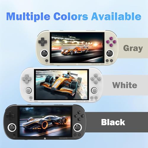 Trimui Smart Pro Retro Handheld Game Console, 5" IPS Screen Portable Game Console with 5000mAhBattery, Built in 128G TF Card &15000+ Games,Support WiFi Multiplayer Online Battle (White)