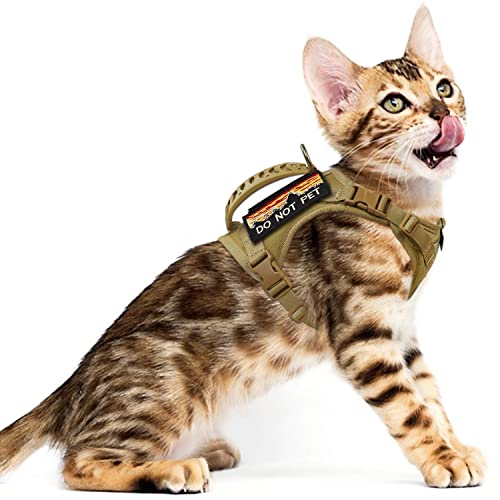 nanappice Tactical Cat Harness for Walking Escape Proof,Adjustable Pet